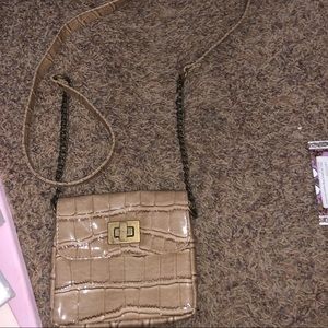 Snakeskin crossbody purse tan nude